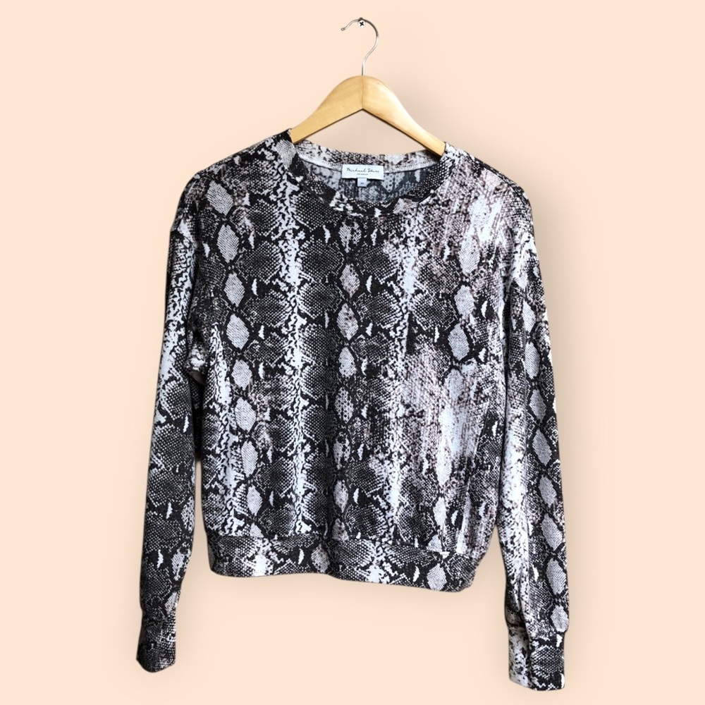 Michael Stars Knit Snake Print Python Sweater Gra… - image 1